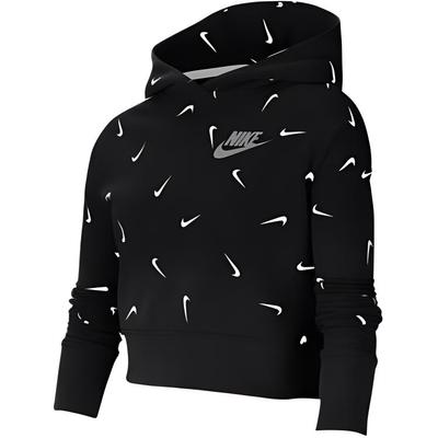 Nike Hoodie Bestickter Logo-Print Lässiges Kapuzensweatshirt Kinder-Hoodies Schwarz CZ2566-010