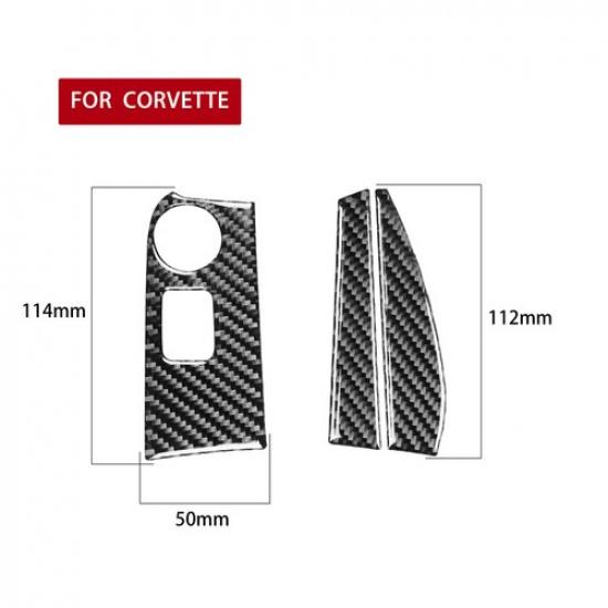 3Pcs Carbon Fiber Screen Accent Cover Trim For Chevrolet Corvette C7 2014-