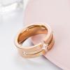 Cardstone Inlaid Diamond Titanium Steel Ring Simple Square Diamond Couple Accessory