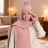 3Pcs/Set Winter Knitted Scarf Gloves Set Pom Pom Ball Double Layer Thickened Brimless Hat Touchscreen Gloves Neck Warmer Set