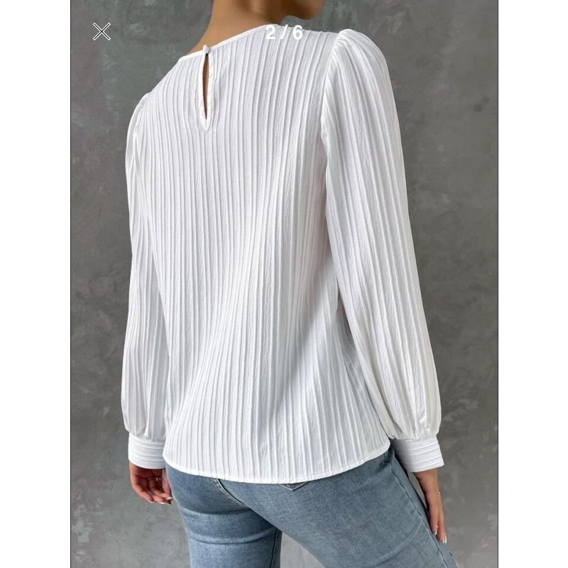 New Spring Round Neck Long Sleeve Loose Blouse Women Solid Color Office Shirt Ladies Casual Simple Tops Female Solid Color  Fashion Elegant Clothing