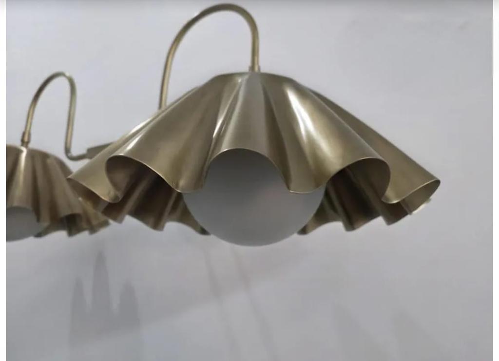 Mid Century 2 Metal Shade Wall Sconce Raw Brass Wall Lamp Fixture