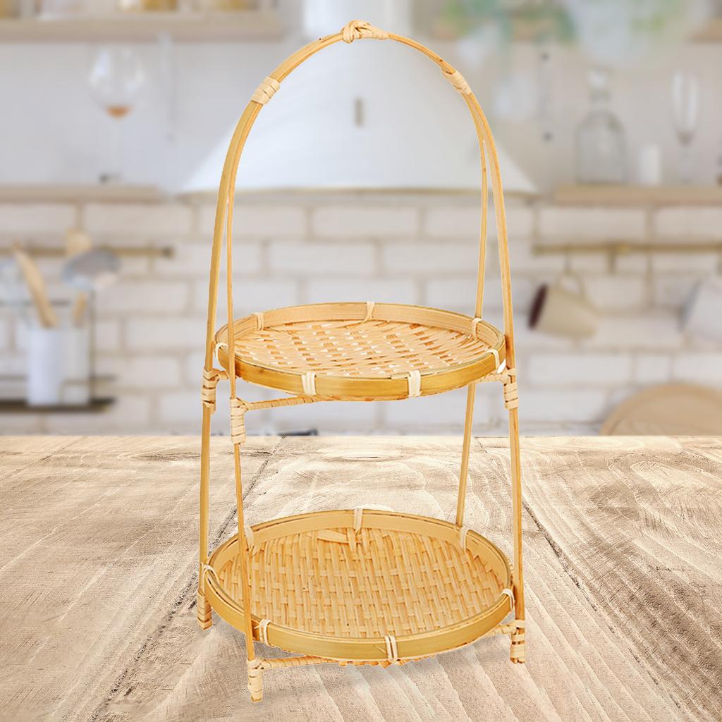 Bamboo Woven Fruit Basket Serving Trays Decor Food Storage for Home Kitchen Picnics Vegetable Storage Snack Organizer Stand