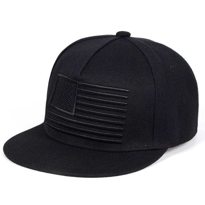 American Flag Embroidered Baseball Cap With Adjustable Fit For Streetwear And Hip Hop Style Black