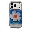 Floral Oil Painting Phone Case for iPhone 17/16 Pro Max/15/14 - Fresh Light Blue Design