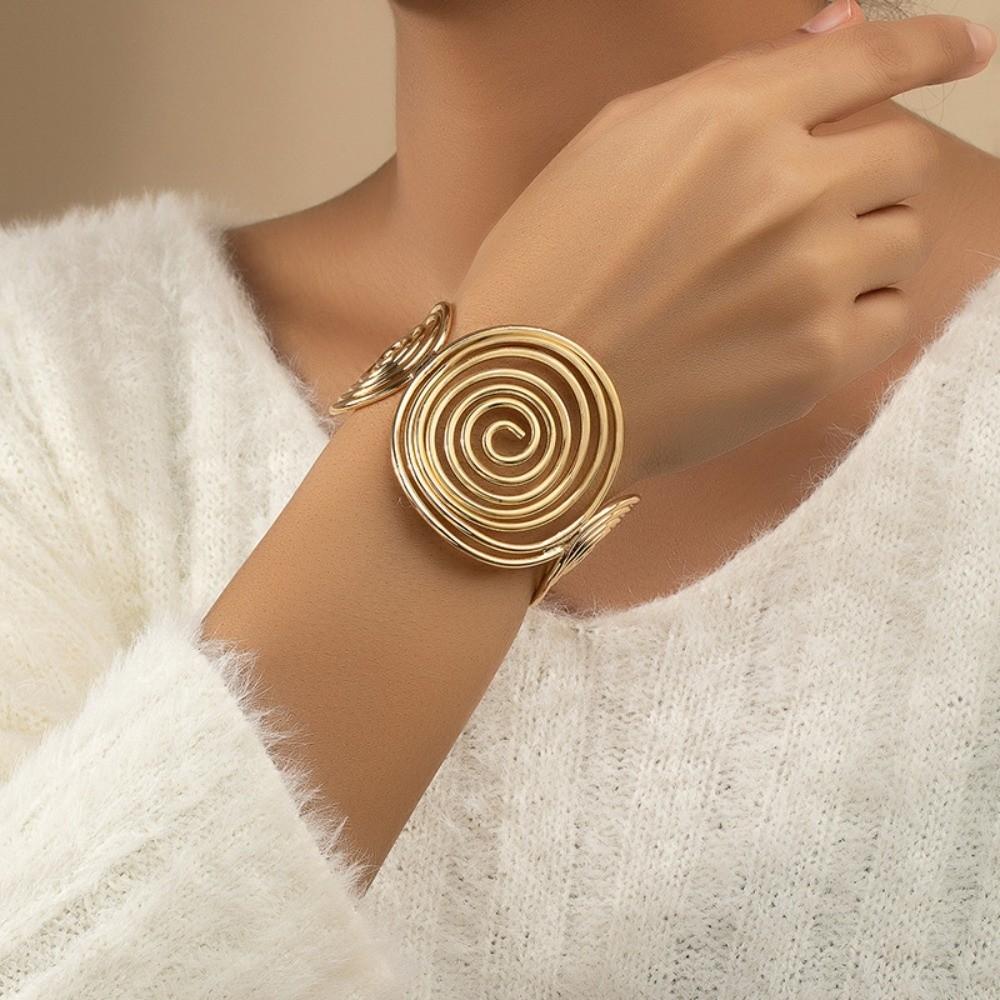 S/Round Shape Irregular Wide Bracelet Wave Opening Retro Hand Ring Zinc Zinc Alloy Wide Opening Bangle Gift