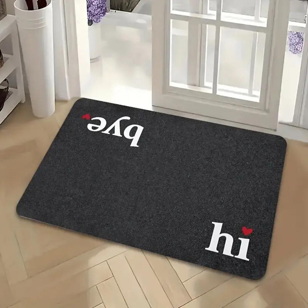 Roze hartjespatroon met zwart-witte pootafdrukken op de stoffen vloermat Antislip Geschikt voor entree en woonkamer 40x60cm