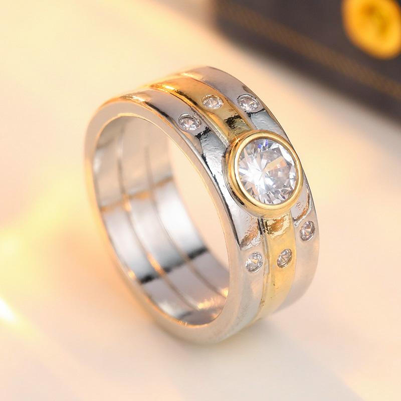 Vintage Inleg Wit CZ Damesring Etnisch Tweekleurig Geometrisch Dagelijkse Slijtage Feest Sieraden Jubileum Cadeau