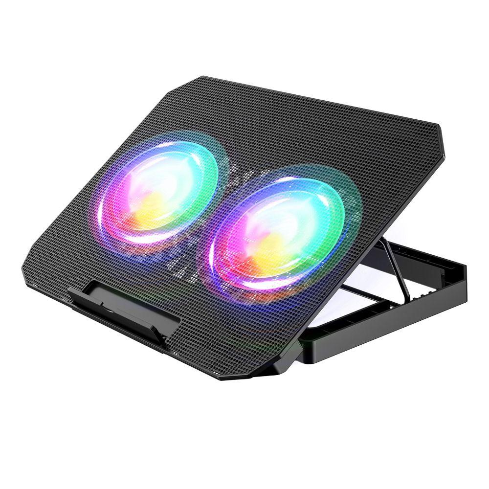 Colored Lights Notebook Riser RGB Two Fans Laptop Stand Holder Office/Home Use