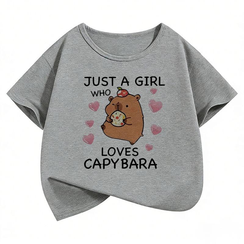 Just A Girl Who Love Capybara T Shirts Funny Short Sleeve Summer Spring Kids Children's T-shirt Boys Girls Casual Top Tee Shirt