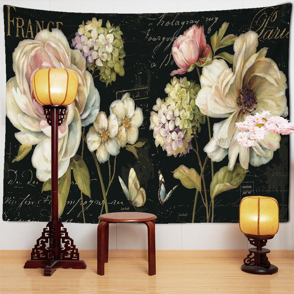 Hand Painted Lotus Tapestry Wall Hanging Bohemian Simple Fresh Hippie Tapiz Bedroom Background Room Decor