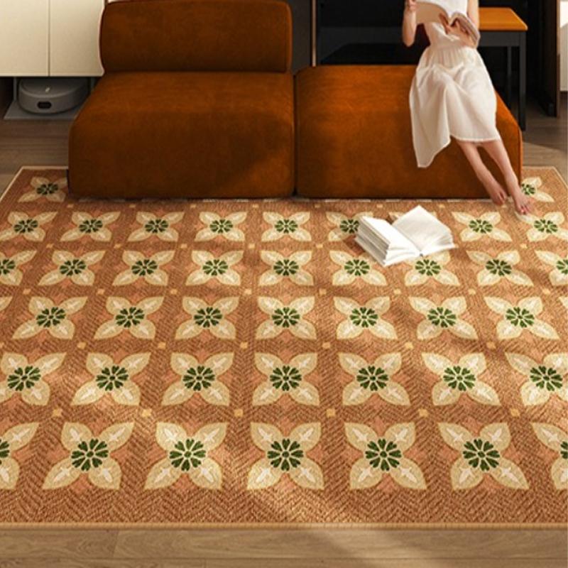 Living Room Carpet Bedroom American Retro Style Rug Loop Pile Waterproof Wipeable Carpets Large Area Home Decoration Floor Mat