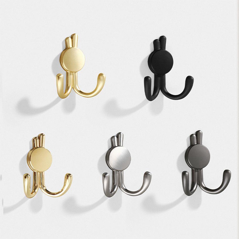 

Practical Double Hooks Light Luxury Wall-hanging Sling Zinc Zinc Zinc Alloy Rabbit Clothes Hook Entryway Style 2