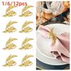 1/6/12pcs Gold Leaf Napkin Ring Buckles Metal Dinnig Table Decoration  for Wedding Birthday Party