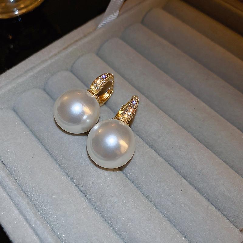 French Silver Needle Diamond Pearl Pendant Earrings Light Luxury Delicate Personality Earrings Design Sense Niche Earrings Women