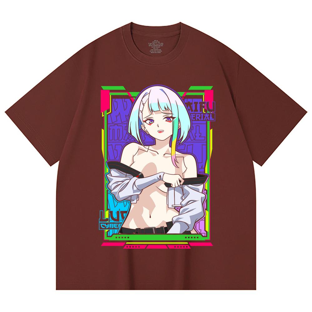 230 Gsm 100% Cotton Cyberpunk V11 Lucy Waifu Print Unisex Heavy Cotton T Shirt