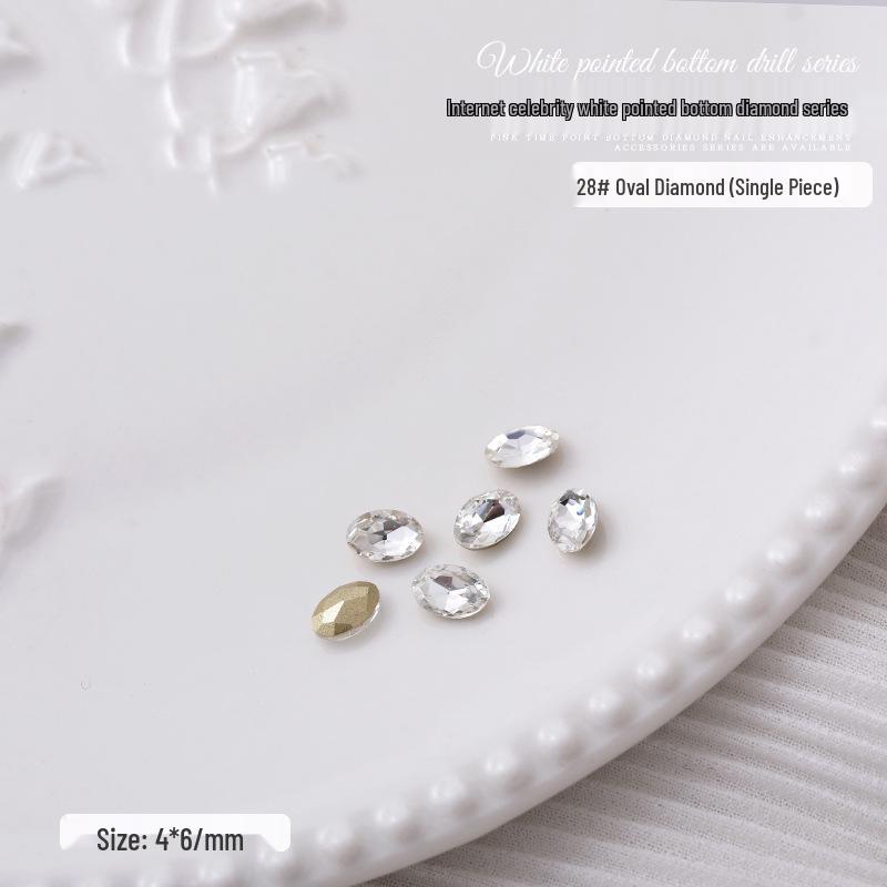 Nail Art Decorations: Transparent Pointed Rhinestones - Heart, Water Drop, Square, Butterfly Shapes