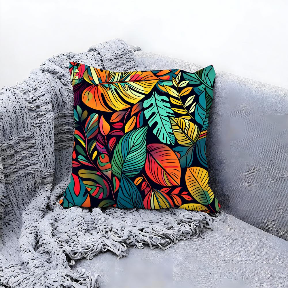 Natural Artistic Leaves Pattern Cushion Cover Premium Comfort Reversible Pillow Cove in One Design for Any Room  Car Interior
