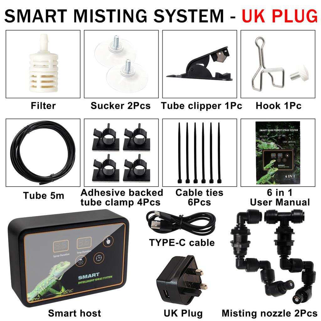 Système de pulvérisation chronométré pour terrarium tropical, Ensemble de pulvérisation fine, Système d'humidification par pulvérisation intelligente pour boîte à tortue d'animaux d'escalade
