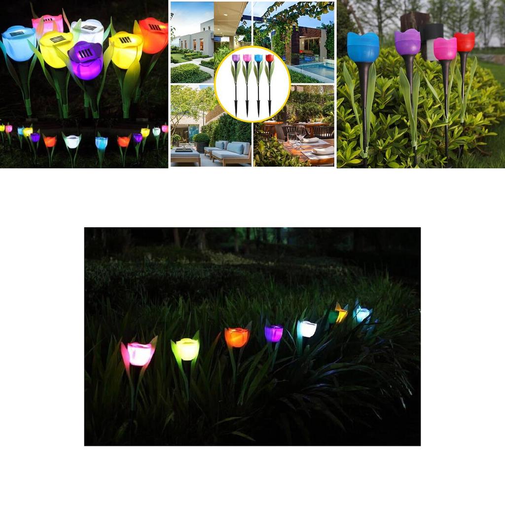 Solar Tulip Lawn Light With Ip44 Protection Long-lasting 16 Hour Illumination