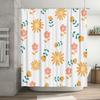 Bathroom Shower Curtain Fabric Waterproof Floral Print Decorative Home Decoration White with Orange Flowers Pattern (180cm)