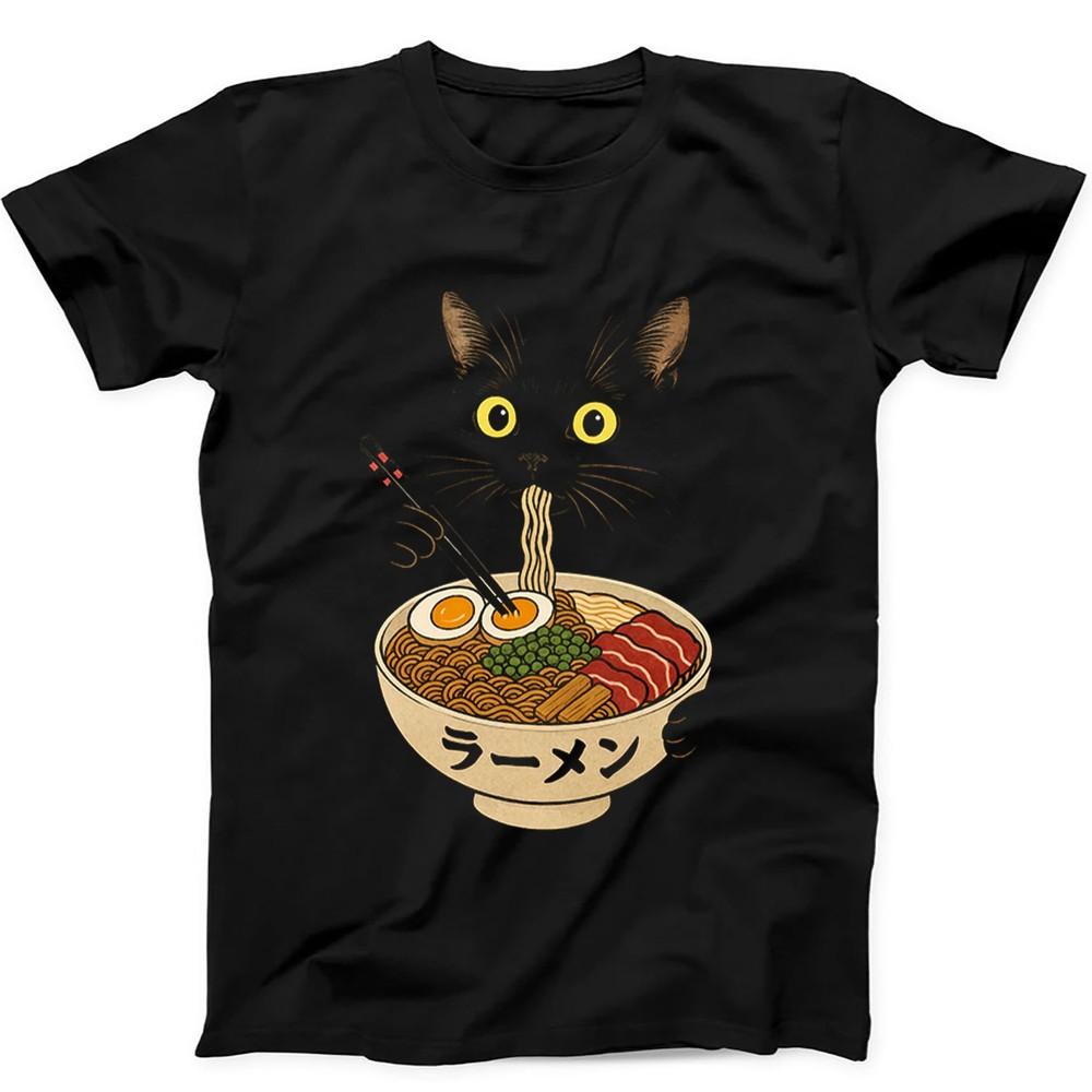 RaUnisex Noodle Black Cat Foodie Lover Meme T Shirt Sweatshirt Hoodie 625 S