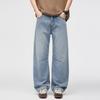 American Deconstruction Pleated Denim Scimitar Pants Men's Spring New Retro Washed Anti-wrinkle Pure Cotton Long Pants Wholesale