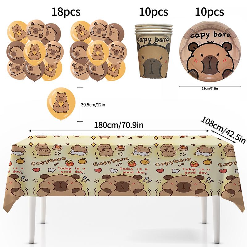 Capibara Capybara Birthday Decoration Disposable Tableware Birthday for Bara Baby Shower Tableware Balloons Capibara Cumpleaños
