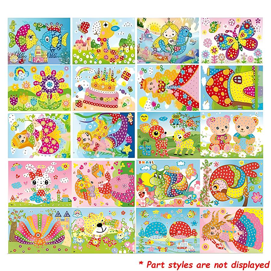 4/8/12pcs Cartoon Diamond Crystal Mosaic Sticker Painting Hanmade DIY Color Diamond Painting Paper Creative DIY Art Kits