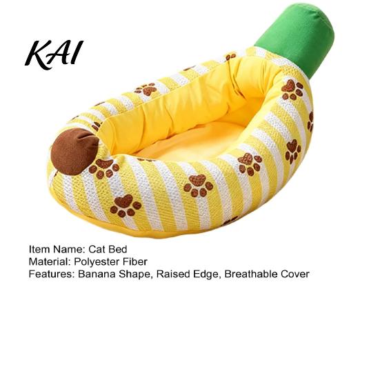 Banana Cat Bed Bed, Cozy Kitten Snuggle with Raised Edge, Breathable Mesh Cover, Funny for Indoor Cats Small Dogs Lively