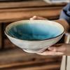Characteristic Ice Crack Glaze Ceramic Large Bowl High Value Gradual Change Open Bowl Household Round Vegetable Bowl Salad Bowl Tableware