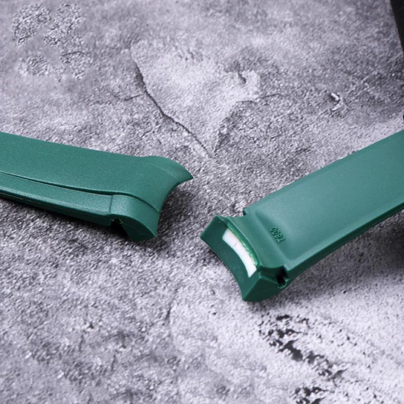 22mm Natural Rubber Silicone Rubber Watch Strap For Tudor Biwan GMT Curved End Pin / Folding Buckle Black Blue Red Wristband