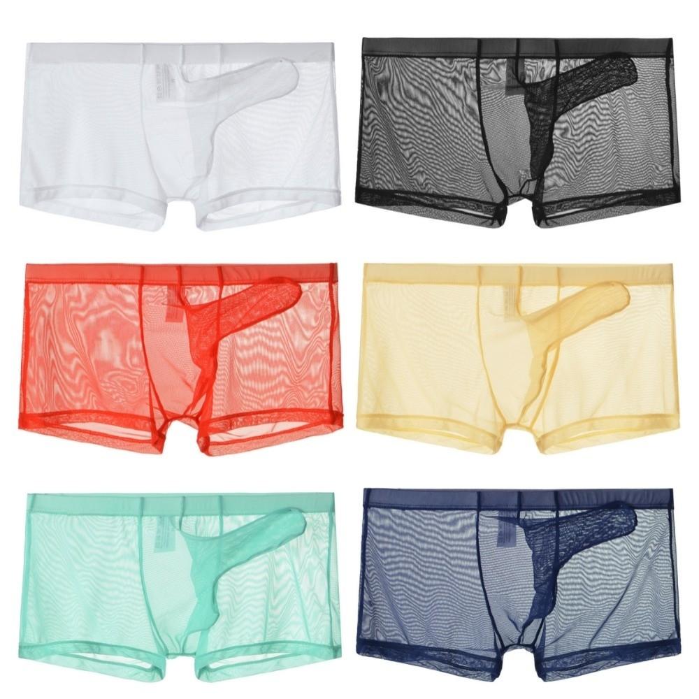 See-through Transparent Underpants U Convex Mesh Boxer Shorts Breathable Men's Pouch Briefs  Male