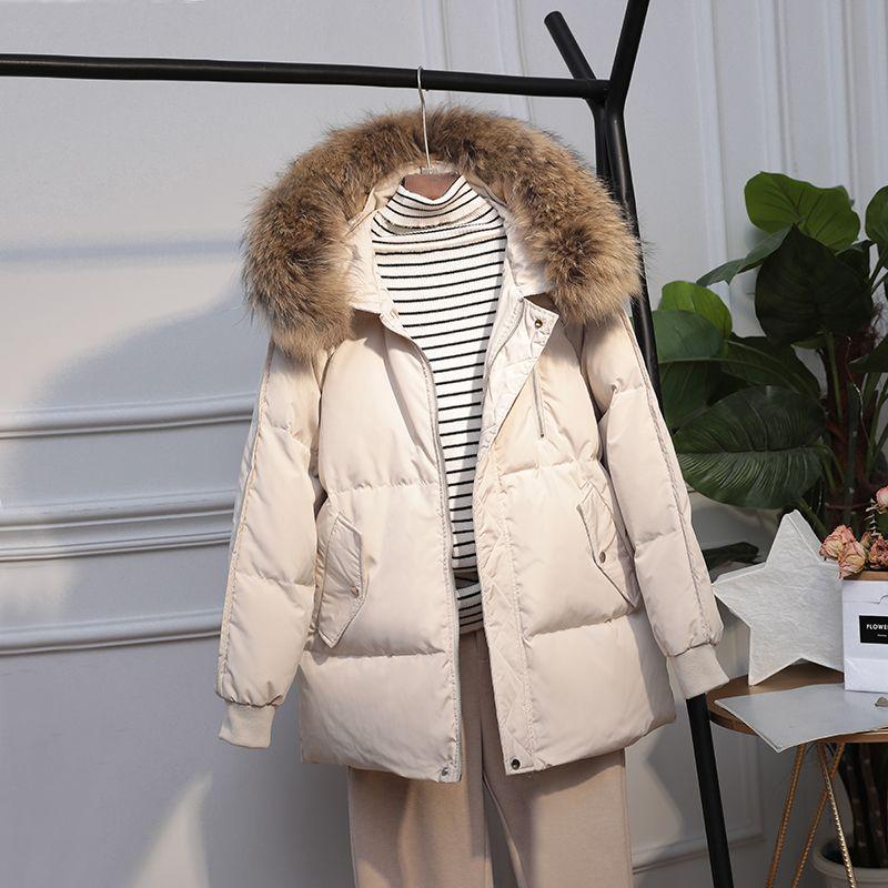 Women's Short Down Jacket with Large Fur Collar, 2024 Petite Slimming Style, Clearance Sale