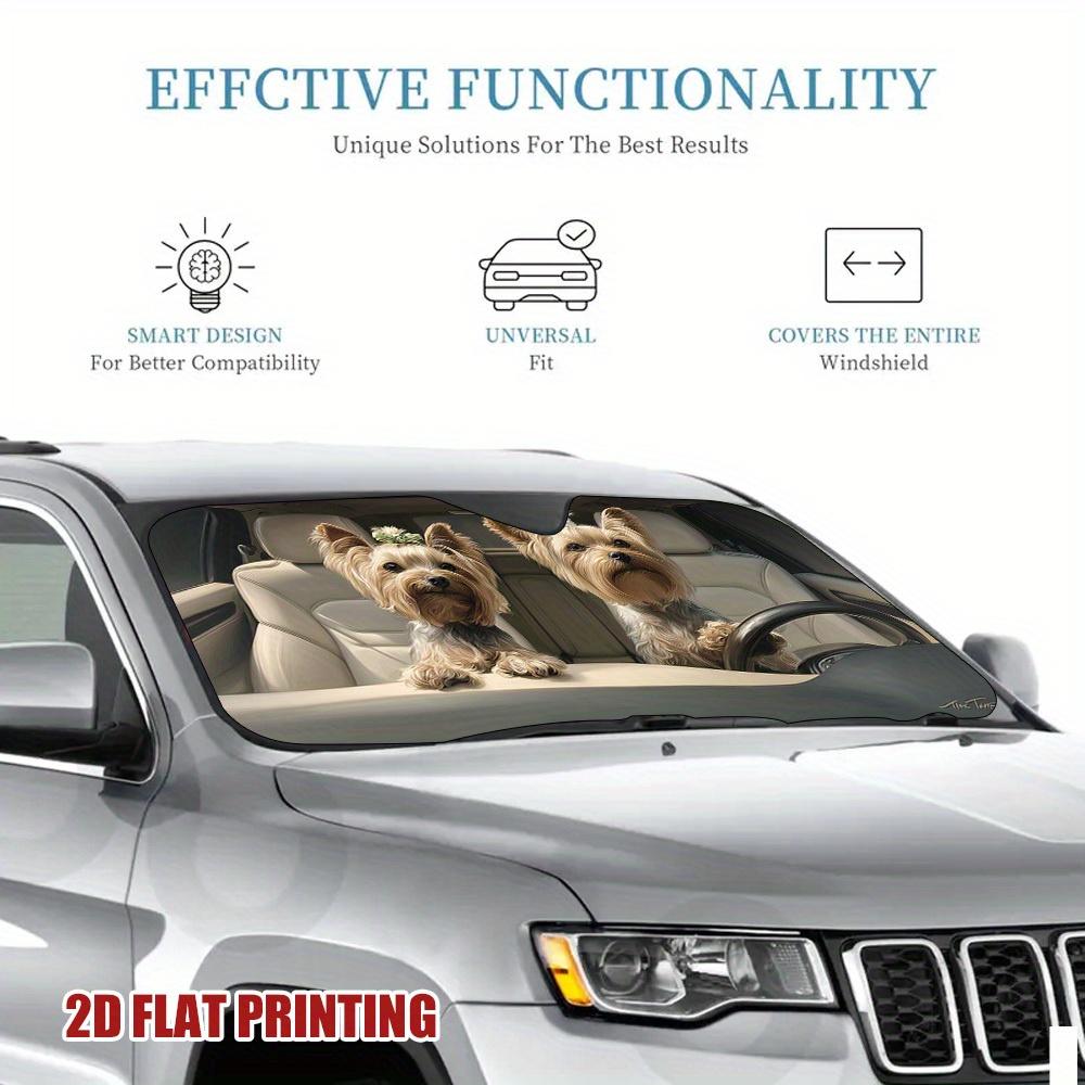 1Pcs Driving Pups Pattern Windshield Sunshade UV Rays Heat Blocker Keeps Vehicle Cool Unique Design Fit Sedans SUVs Trucks RVs