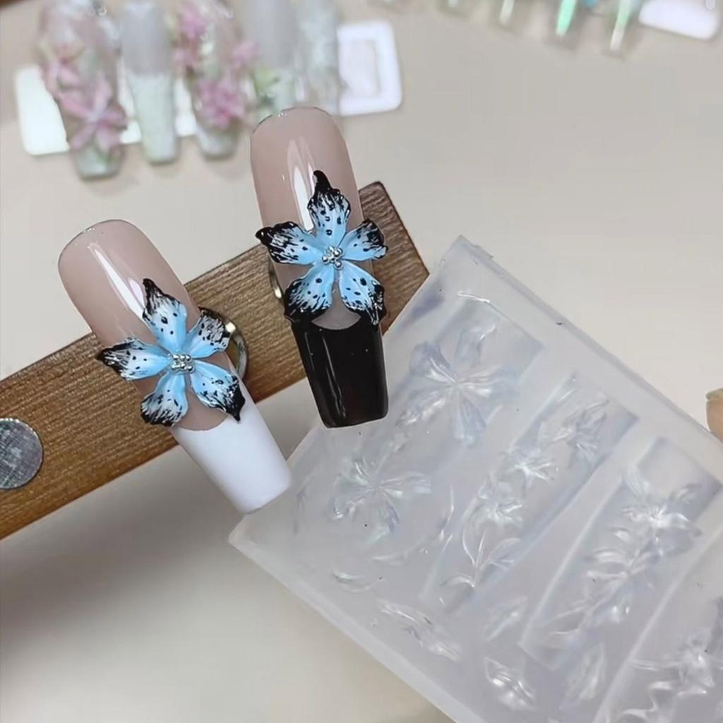 Multipurpose Nail Art Silicone Mould for 3D Designs Butterfly Flower Rose Patterns Portable for Acrylic Craft Supplies