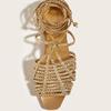 Fashion Womens Shoes 2025 All-Match Female Sandal Open Toe Large Size Strappy Heels Luxury New Girls Flat Peep Summer Big  Beige