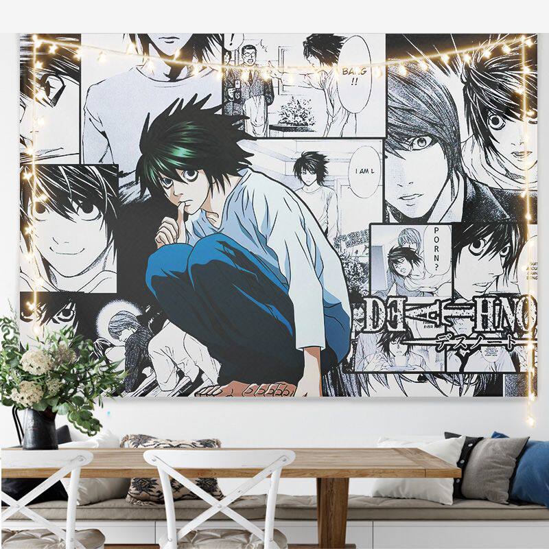 New Hot Japanese Anime Death Note Print Tapestry Wall Hanging Poster Bedroom Backdrop Wall Art Home Decor