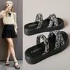 Cool slippers female summer wear 2025 new fairy style with skirt platform beach sandals fashion one-word drag