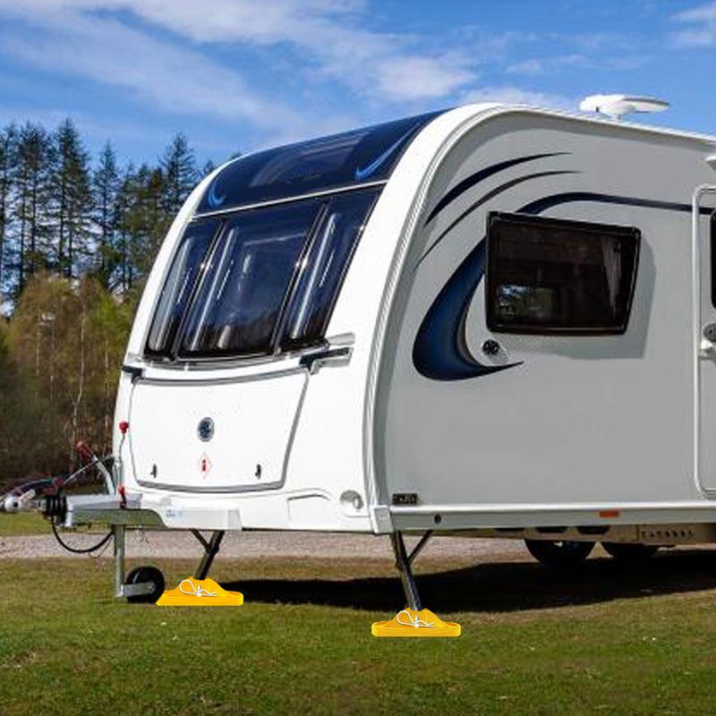 4Pcs/set RV Jack Pad Permanent Attached Jack Stabilizers RV Leveling Jack Stand Pads Chock Blocks Trailer Leveling Pad