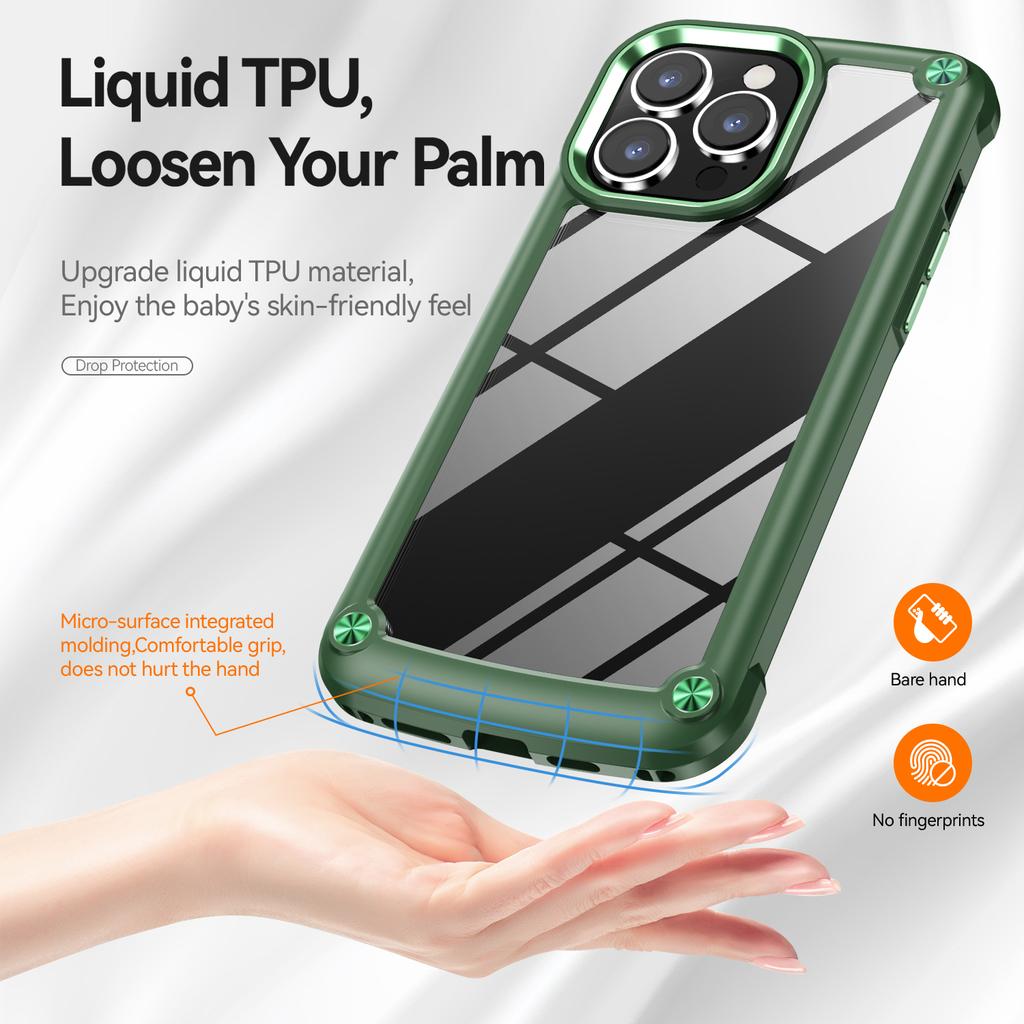 For iPhone 16 Pro Max Case Hybrid PC+TPU Back Phone Cover with Alloy Lens Frame