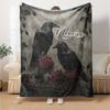 Elegant Ravens Amidst Roses And Shadows Throw Customizable Blanket Personalized Name Comfortable Texture For Sofa Couch Office Bed Picnics Allseason