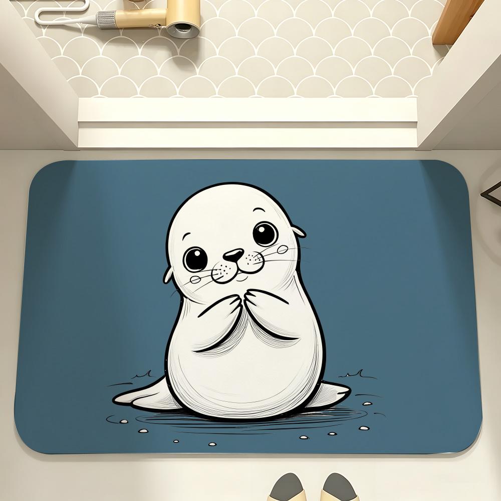 Cute Round Face Seal Floor Mat carpet diatom mud bathroom quick-drying absorbent floor mat household bathroom