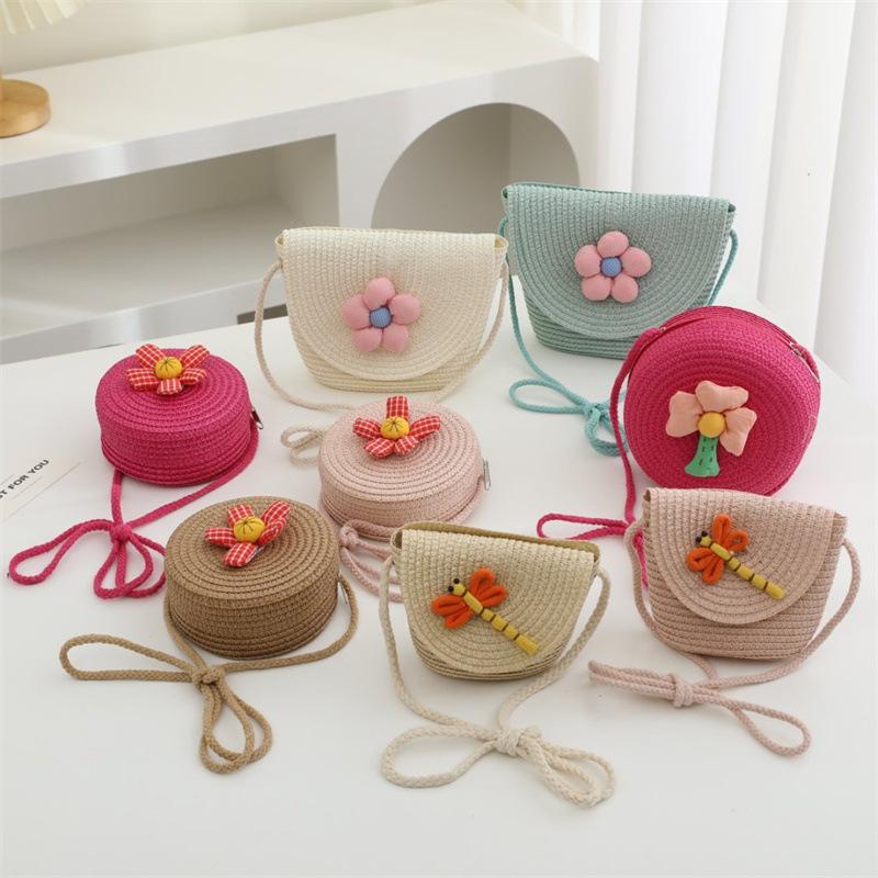 Summer children's bag women's pastoral straw bag woven bag new cute fashion girl crossbody straw bag