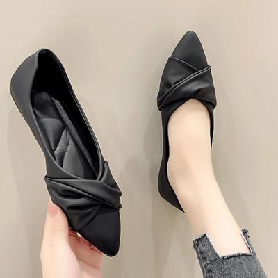 Moda Sapatos Únicos Mulheres Usam 2024 Primavera e Outono Pontudo Flat Bow Fairy Wind Sapatos Mary Jane Tamanho Grande 35-43
