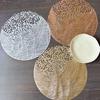 Round PVC Placemats with Gold Foil Leaf Pattern Heat Resistant Waterproof Table Mat Warm Dining Atmosphere Mats for Home Dining Party Decor
