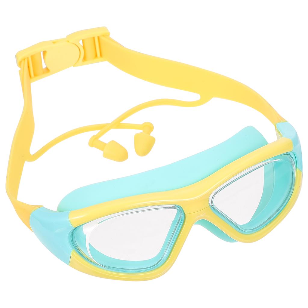 Children's Large Frame Swimming Goggles Kids Waterproof Anti Fog Eyewear Candy Green Adjustable Straps PC Lens Use
