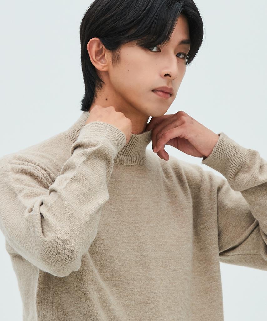 LEIRE Minimal Wool Mock Neck Knit [Beige]