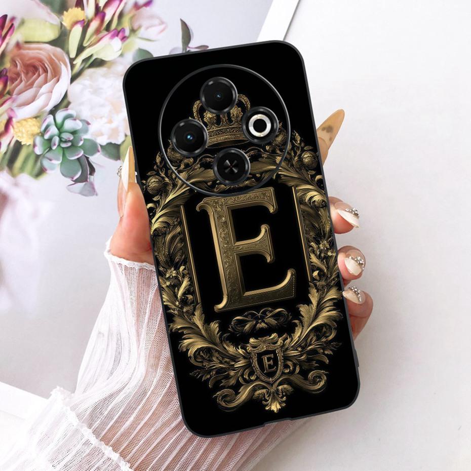 2025 Fashion Crown Letter Case For Tecno Spark 30C 30 Pro 4G Black Silicone Soft Cover For Tecno Spark30C 30 30Pro Phone Cases