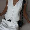 Spring Summer Women's Vest Waistcoat Suit Set V Neck Single Breasted Vest + Straight Suit Shorts Fashion Casual Outfit European American Style